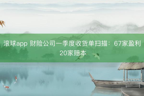 滚球app 财险公司一季度收货单扫描：67家盈利 20家赔本