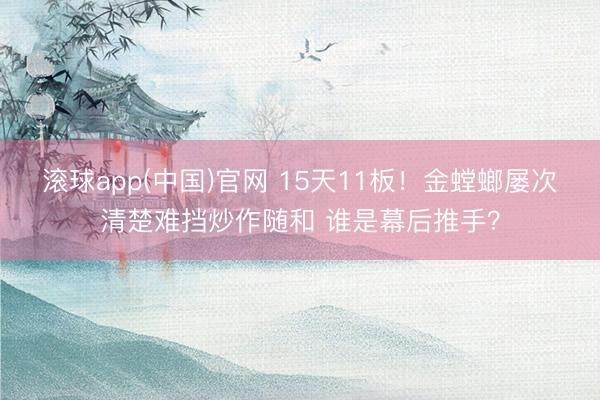 滚球app(中国)官网 15天11板！金螳螂屡次清楚难挡炒作